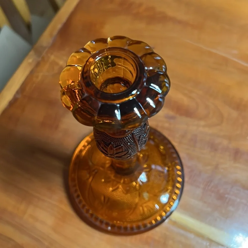 Vintage Tiara Amber Sandwich Glass 9